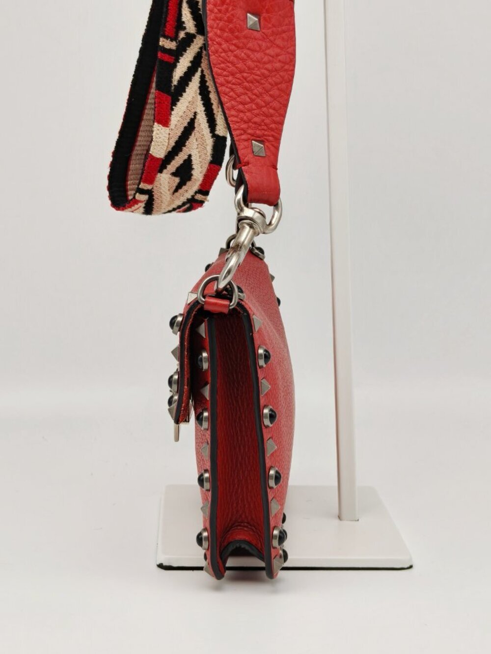 Valentino Garavani Rockstud Red Leather Crossbody Bag Studded Mini Shoulder Bag - Picture 12 of 13